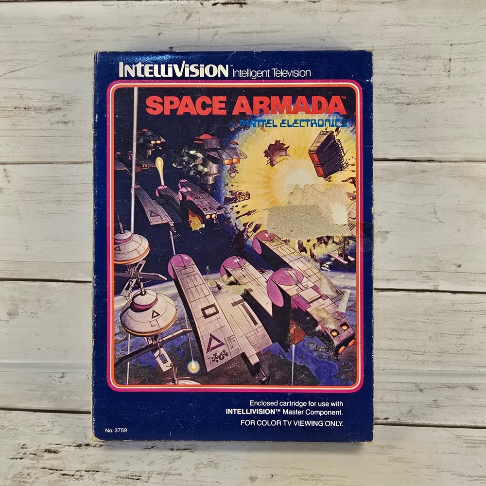 Space Armada Mattel Intellivision 1981 Video Game CIB Cartridge Overlays 3759